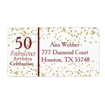 50と素晴らしい誕生日·ブルゴーニュ&金ゴールド