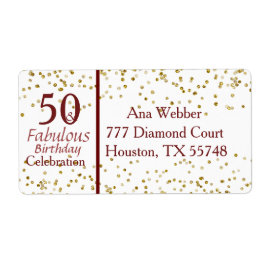 50と素晴らしい誕生日·ブルゴーニュ&金ゴールド ラベル