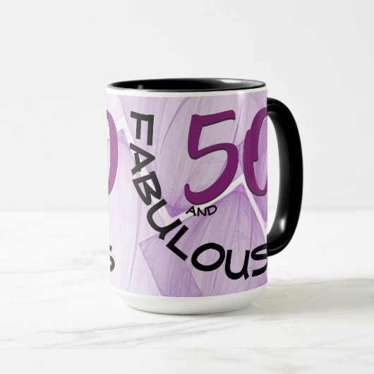 50と素晴らしい誕生日 |幾何学的な紫 マグカップ (正面右)