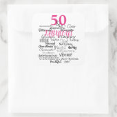 50と素晴らしい誕生日AからZへのタイポグラフィおもしろいピンク スクエアシール (バッグ)