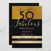 50と素晴らしい誕生祝いカード 招待状 (正面/裏面)