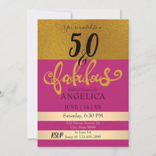 50と素晴らしい誕生祝い 招待状 (正面)