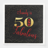 50と素晴らしい赤い金ゴールドキラキラ誕生日 (正面)