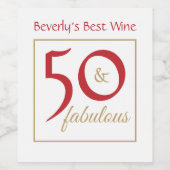 50と素晴らしい赤と金ゴールドフォント50誕生日 ワインラベル (シングルラベル)