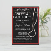 50と素晴らしい赤と黒のパーティの招待状 招待状 (スタンド正面)