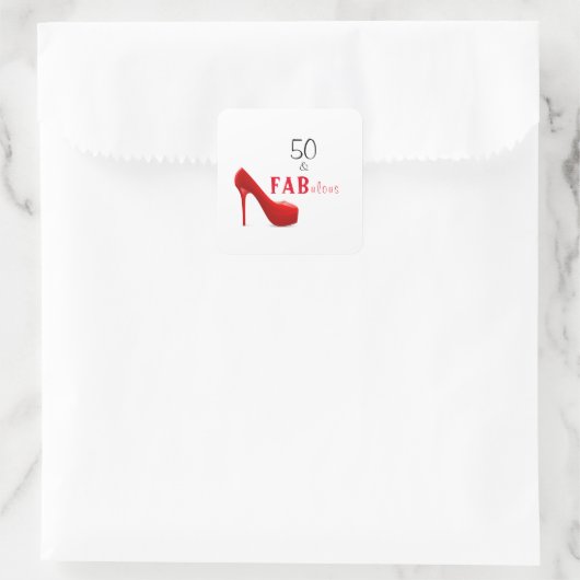 50と素晴らしい赤と黒50誕生日 スクエアシール (バッグ)