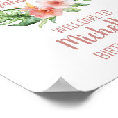 50と素晴らしい赤面ピンクのエレガントな誕生日パーティー ポスター (角)