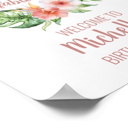 50と素晴らしい赤面ピンクのエレガントな誕生日パーティー ポスター (角)