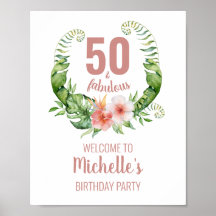 50と素晴らしい赤面ピンクのエレガントな誕生日パーティー