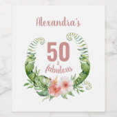 50と素晴らしい赤面ピンクモダンク ワインラベル (シングルラベル)