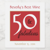 50と素晴らしい赤50番目の誕生日ワ最高のイ ワインラベル (シングルラベル)