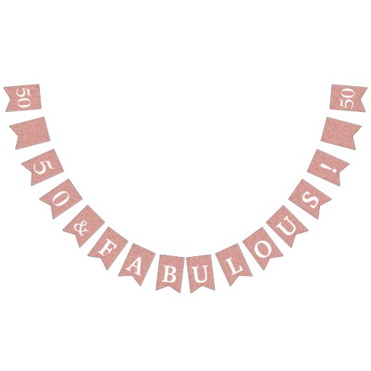 50と素晴らしい輝くバラ金ゴールド白誕生日 バンティングフラッグ (全)