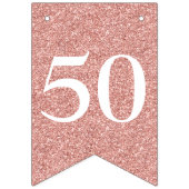 50と素晴らしい輝くバラ金ゴールド白誕生日 バンティングフラッグ (第1の旗)