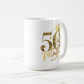 50と素晴らしい金ゴールドきらめく誕生日 コーヒーマグカップ (正面右)