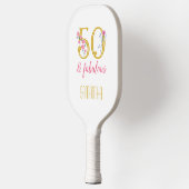 50と素晴らしい金ゴールドとピンクフローラ ピックルボールラケット (左)