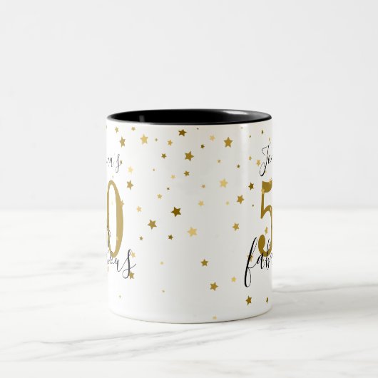 50と素晴らしい金ゴールドとブラックスクリプト誕生日 ツートーンマグカップ (中央)