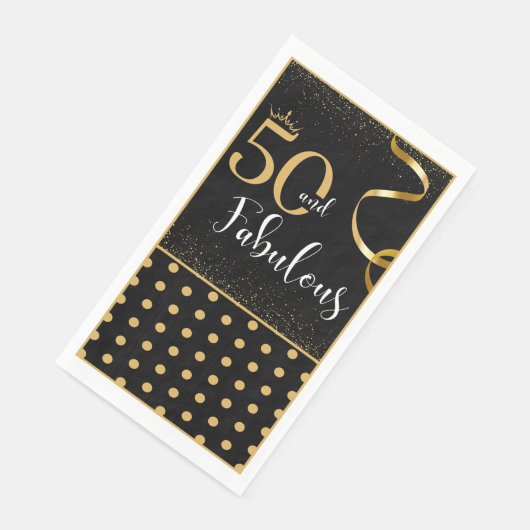 50と素晴らしい金ゴールドとブラックラージナプキン (コーナー)