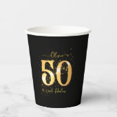 50と素晴らしい金ゴールドと黒の両面 紙コップ (正面)