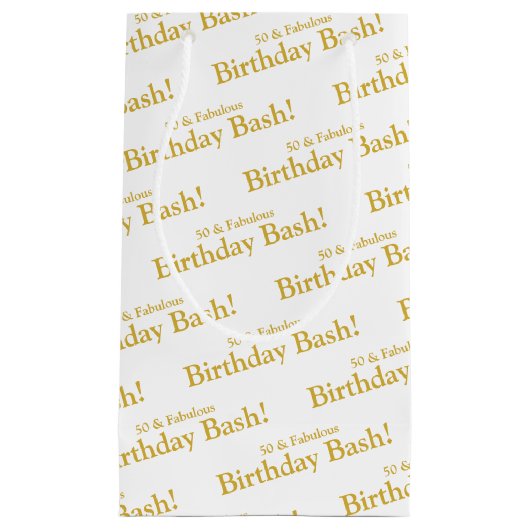 50と素晴らしい金ゴールドのカスタマイズ可能抱き枕 スモールペーパーバッグ (正面)