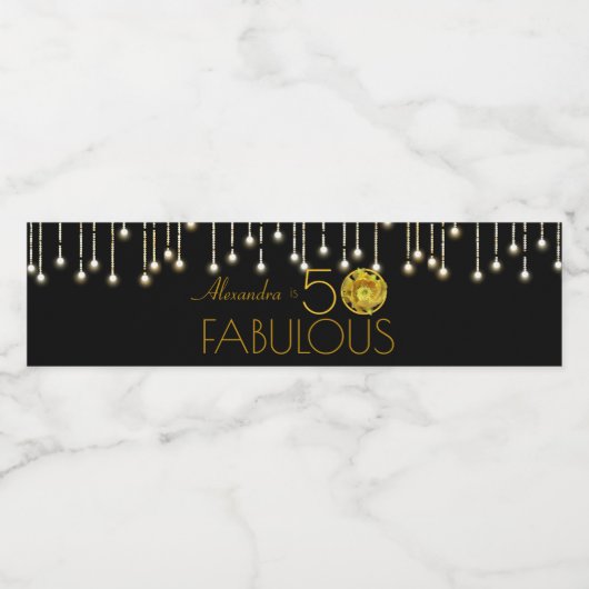 50と素晴らしい金ゴールドのブラックイエローサボテンの花 ペットボトルラベル (シングルラベル)