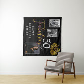 50と素晴らしい金ゴールドの葉3写真誕生日 タペストリー (インサイチュ(横))