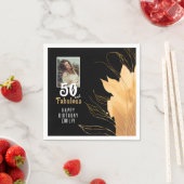 50と素晴らしい金ゴールドの葉50誕生日写真 スタンダードカクテルナプキン (インサイチュ)