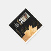 50と素晴らしい金ゴールドの葉50誕生日写真 スタンダードカクテルナプキン (角)