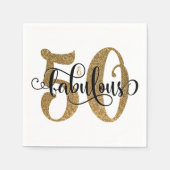 50と素晴らしい金ゴールドグリッタータイポグラフィ誕生日2 スタンダードカクテルナプキン (正面)