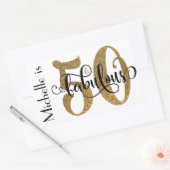 50と素晴らしい金ゴールドグリッタータイポグラフィ誕生日3 長方形シール (封筒)