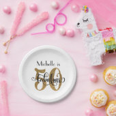 50と素晴らしい金ゴールドグリッタータイポグラフィ誕生日 ペーパープレート (パーティー)
