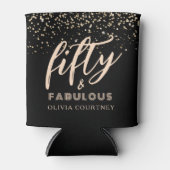 50と素晴らしい金ゴールドグリッターブラック誕生日 缶クーラー (正面)