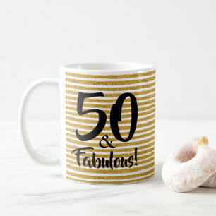 50と素晴らしい金ゴールドグリッターマグ コーヒーマグカップ