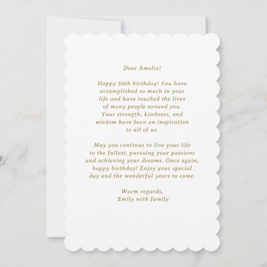 50と素晴らしい金ゴールドグリッター写真50誕生日 (裏面)