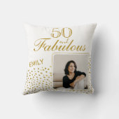 50と素晴らしい金ゴールドグリッター写真50誕生日 クッション (裏面)