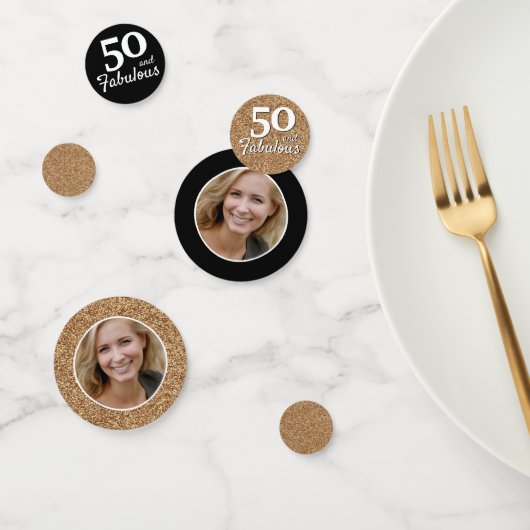 50と素晴らしい金ゴールドグリッター写真50誕生日 コンフェッティ (グループ)