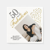 50と素晴らしい金ゴールドグリッター写真50誕生日 スタンダードカクテルナプキン (正面)