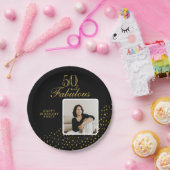 50と素晴らしい金ゴールドグリッター写真50誕生日 ペーパープレート (パーティー)