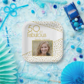 50と素晴らしい金ゴールドグリッター写真50誕生日 ペーパープレート (パーティー)