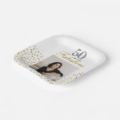 50と素晴らしい金ゴールドグリッター写真50誕生日 ペーパープレート (傾斜あり)