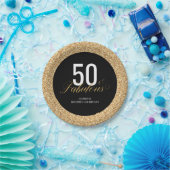 50と素晴らしい金ゴールドグリッター誕生日パーティー ペーパープレート (パーティー)