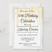 50と素晴らしい金ゴールドグリッター誕生日 招待状 (裏面)