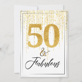50と素晴らしい金ゴールドグリッター誕生日 招待状