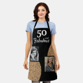 50と素晴らしい金ゴールドグリッター2写真50誕生日 エプロン (着用した状態)