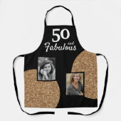 50と素晴らしい金ゴールドグリッター2写真50誕生日 エプロン (正面)