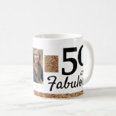 50と素晴らしい金ゴールドグリッター2写真50誕生日 コーヒーマグカップ (正面右)