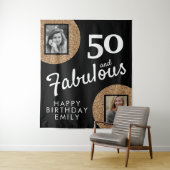 50と素晴らしい金ゴールドグリッター2写真50誕生日 タペストリー (インサイチュ)