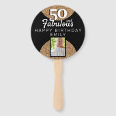 50と素晴らしい金ゴールドグリッター2写真50誕生日 ハンドファン (裏面)