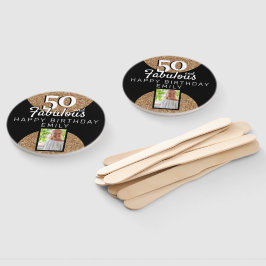 50と素晴らしい金ゴールドグリッター2写真50誕生日 ハンドファン