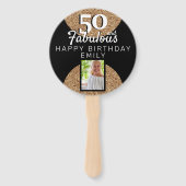 50と素晴らしい金ゴールドグリッター2写真50誕生日 ハンドファン (正面)