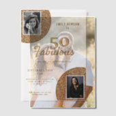 50と素晴らしい金ゴールドグリッター2写真50誕生日 ベラム紙招待状 (オフセット (カップル))